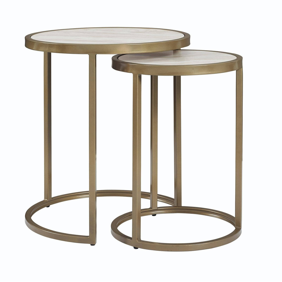 2 Piece Marble Top Nesting End Table Set D754