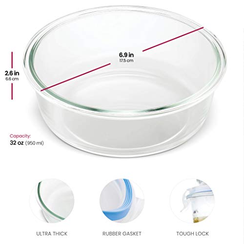 12-Piece 35oz Glass Food Storage Containers Set with Hinged Locking Lids P582757