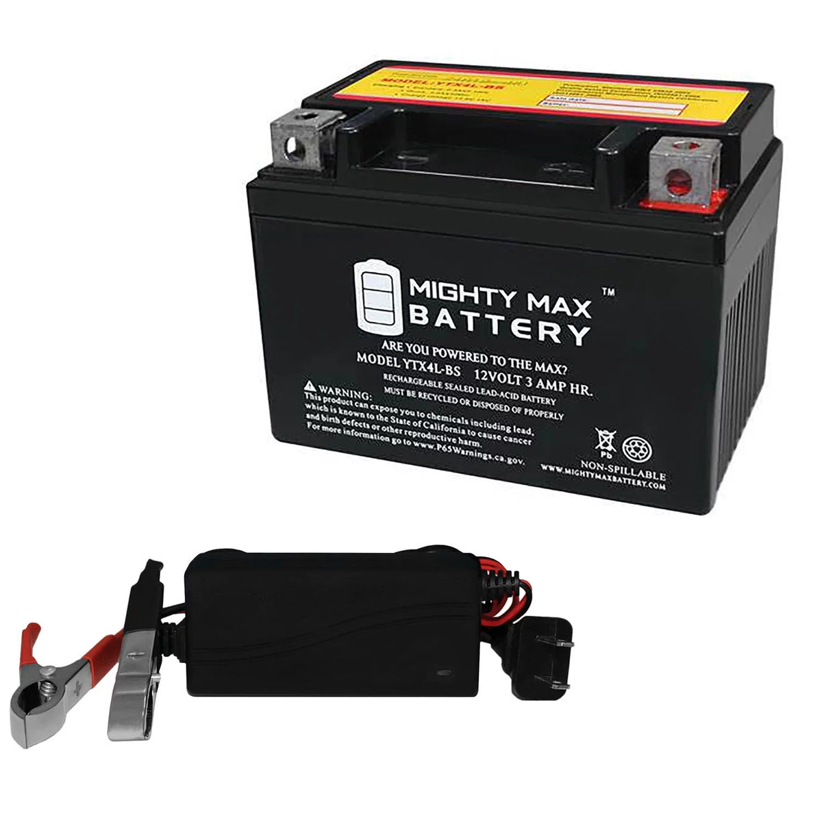 YTX4L-BS Replacement Battery + 12V 1Amp Charger X722697