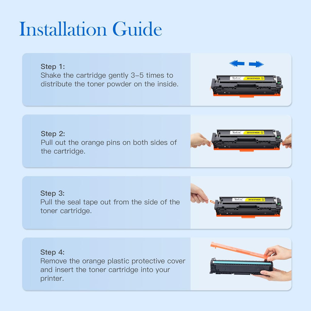 4 Pack Compatible Toner Cartridge for HP 201X 201A CF400X CF401X CF402X CF403X CF400A F175353
