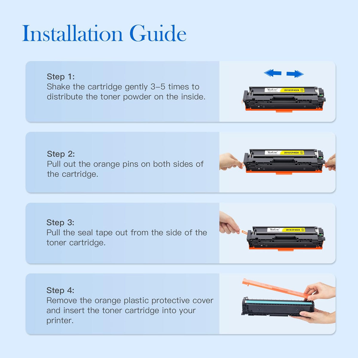 4 Pack Compatible Toner Cartridge for HP 201X 201A CF400X CF401X CF402X CF403X CF400A F175353