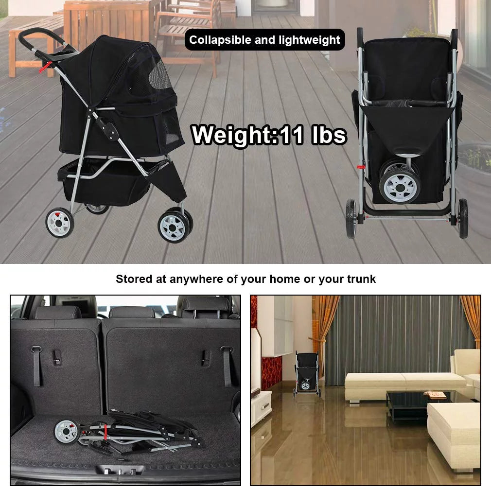 3 Wheels Folding Pet Stroller N780856