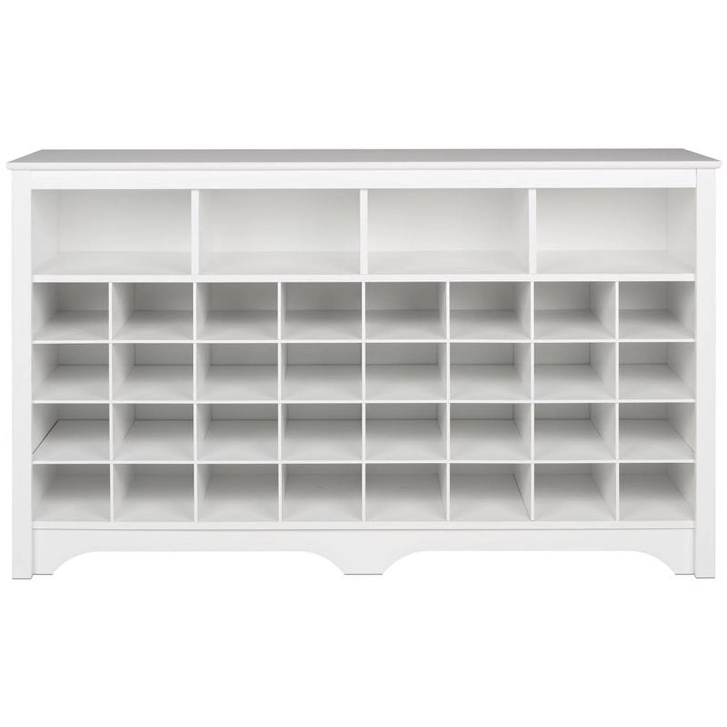 White 36 Cubby Engineered Wood Shoe Cubby Console S151