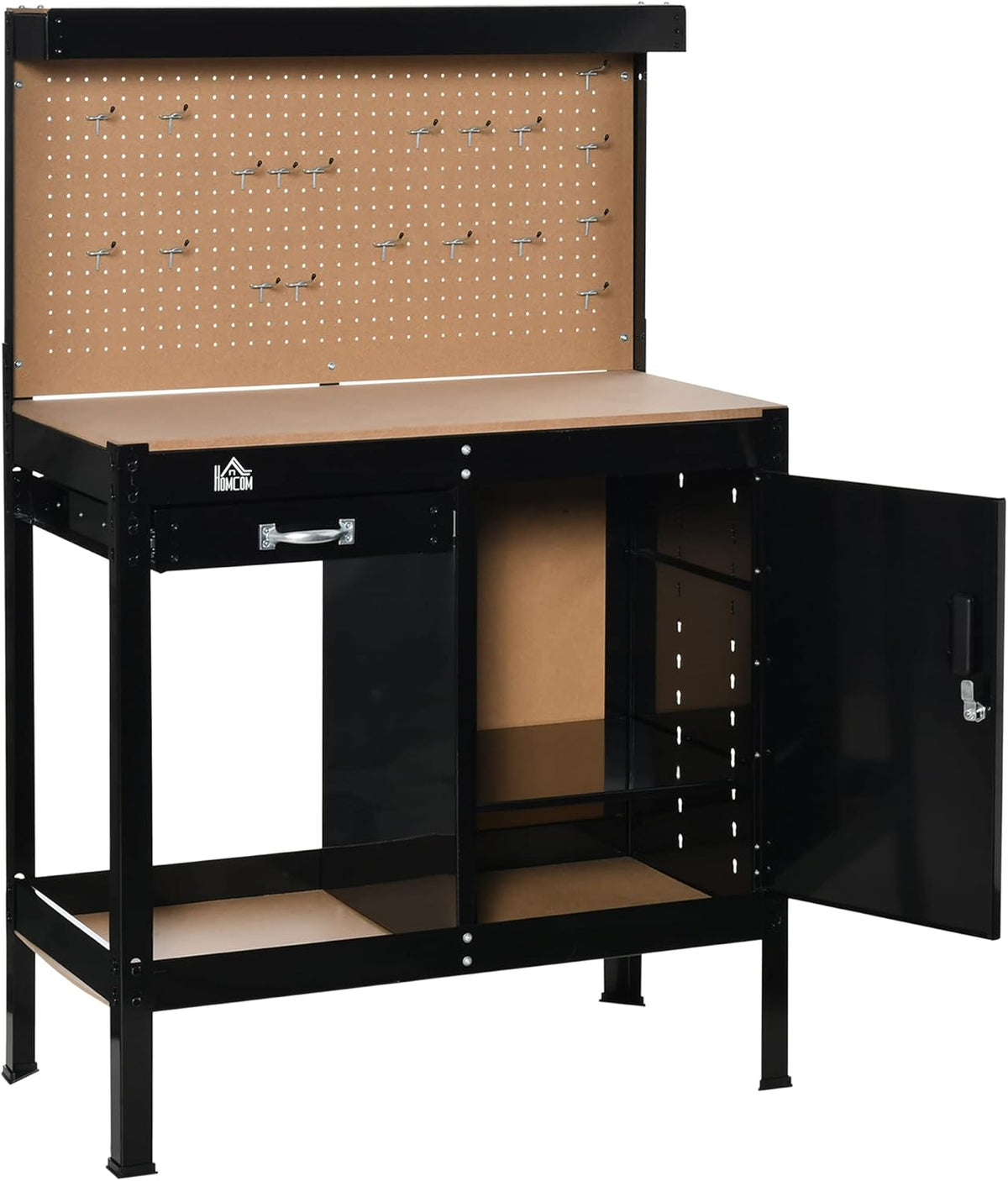 Multipurpose Workbench with Slide Drawer, Peg Board, Storage Cabinet G951733