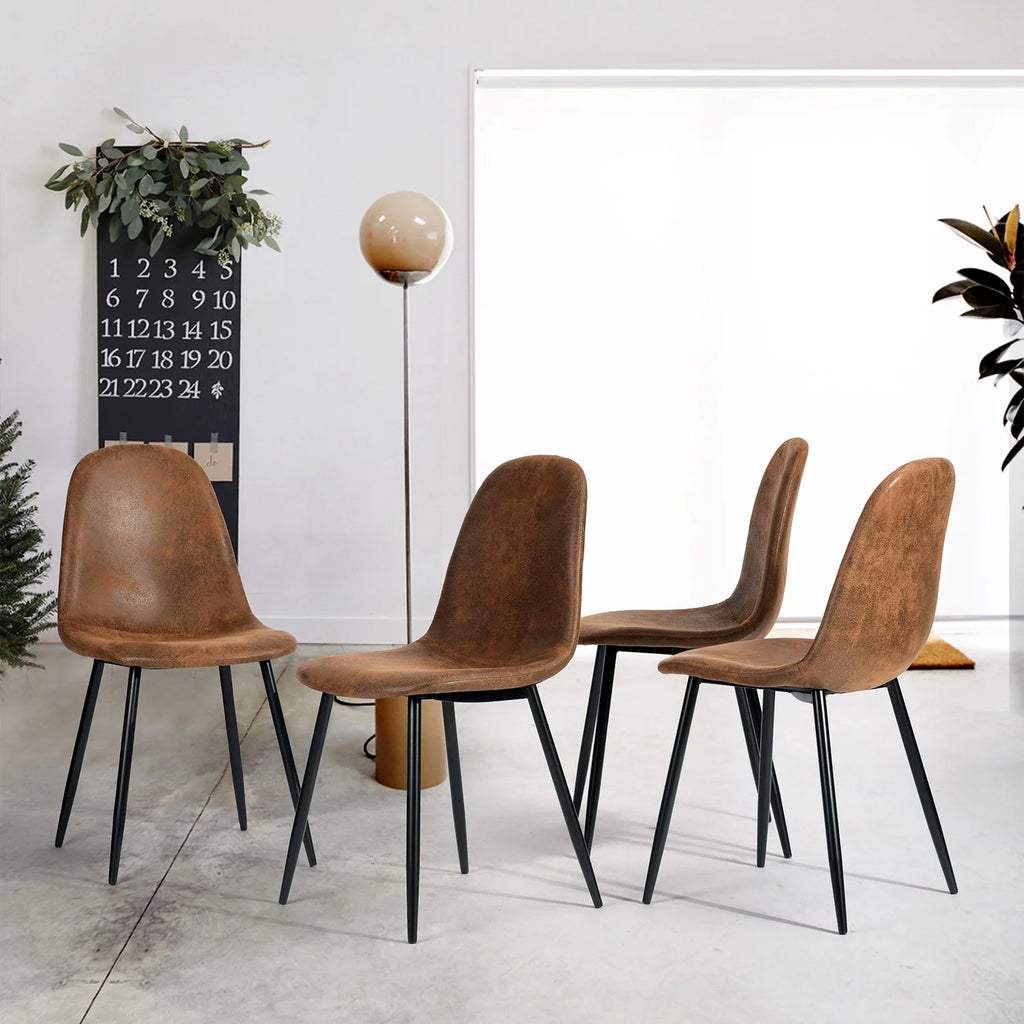 Set of 4 Suede Brown Velvet Chairs U737273