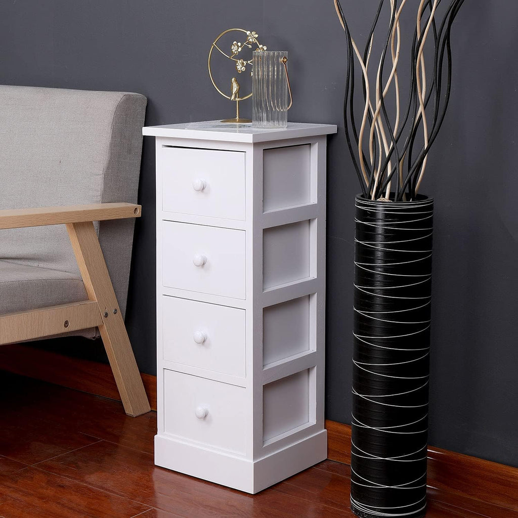 White 4 Drawer Wooden Bathroom Storage Cabinet X126962