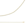 Solid 14k Yellow White Gold Necklace Flat Links Pave Two Tone Thin, 1.5 mm - 16 inch F369265