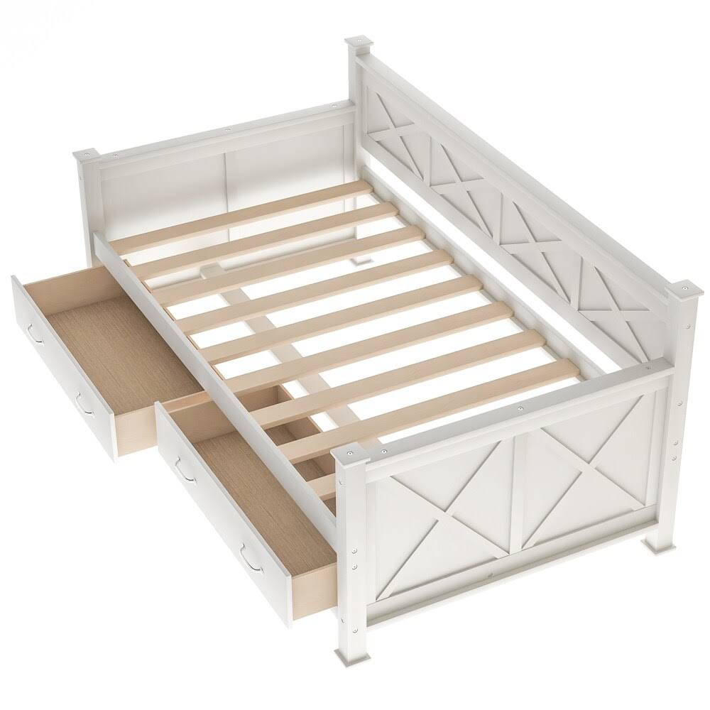 White Twin Size Daybed with 2 Drawers P142