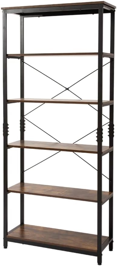 5-Tier Tall Bookcase in Rustic Brown E2385
