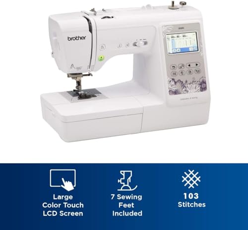 Sewing and Embroidery Machine, 80 Designs, 103 Built-In Stitches, Computerized, 4" x 4" Hoop Area, 3.2" LCD Touchscreen Display, 7 Feet L31732