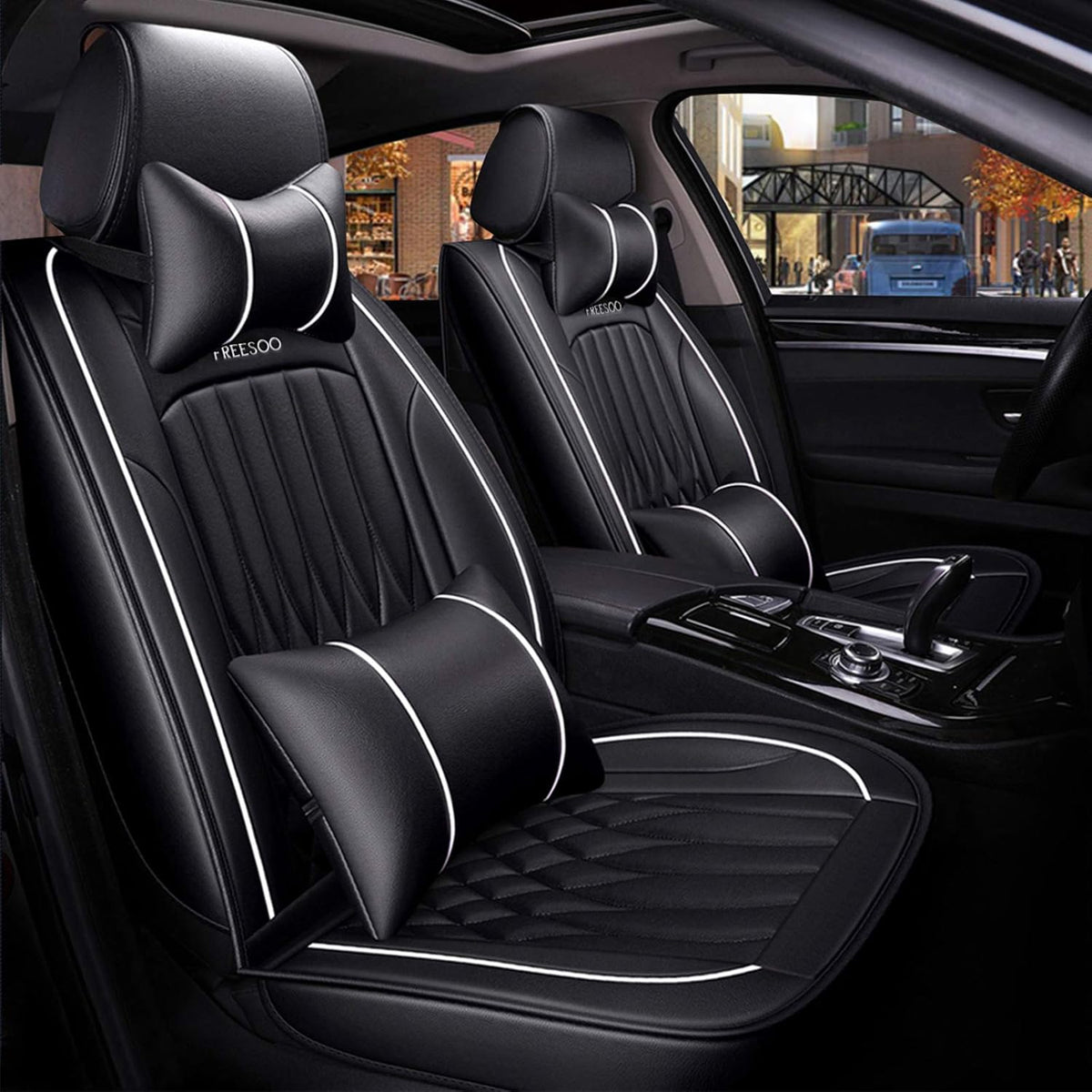 Leather Car Seat Covers Full Set Waterproof Universal P186