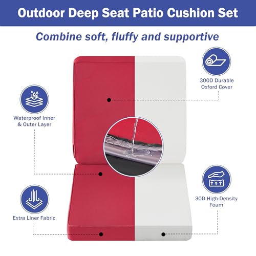 Outdoor Deep Seat Cushion Set 24 x 24 x 4 Inch Navy Blue C661