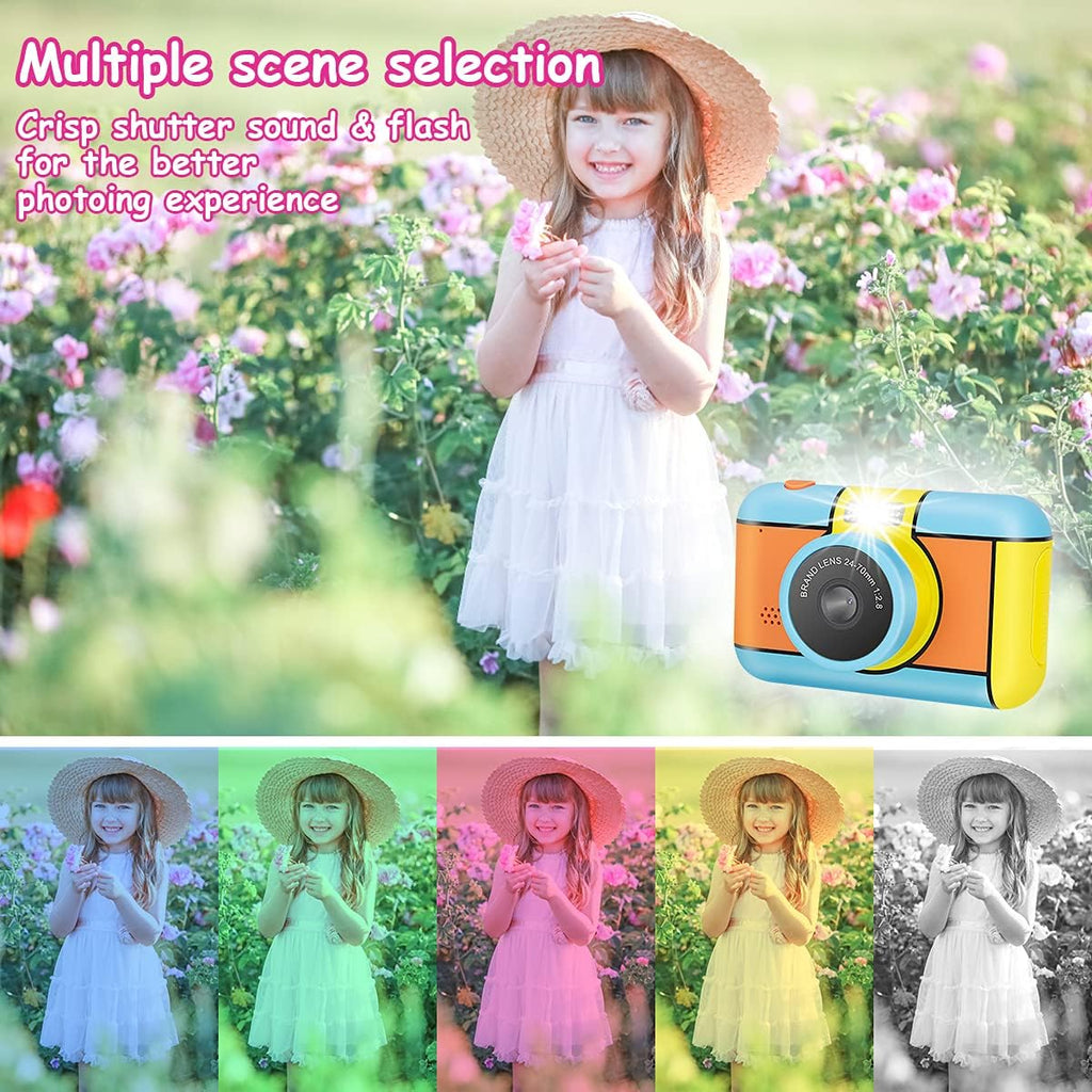 Blue and Yellow 24MP Dual Lens Kids Digital Camera with 32G SD Card M781273