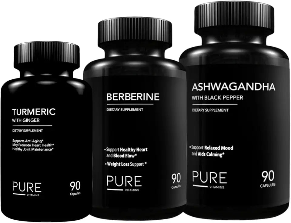 3-Pack Turmeric & Ginger Ashwagandha Berberine 90 Vegetarian Capsules F577074