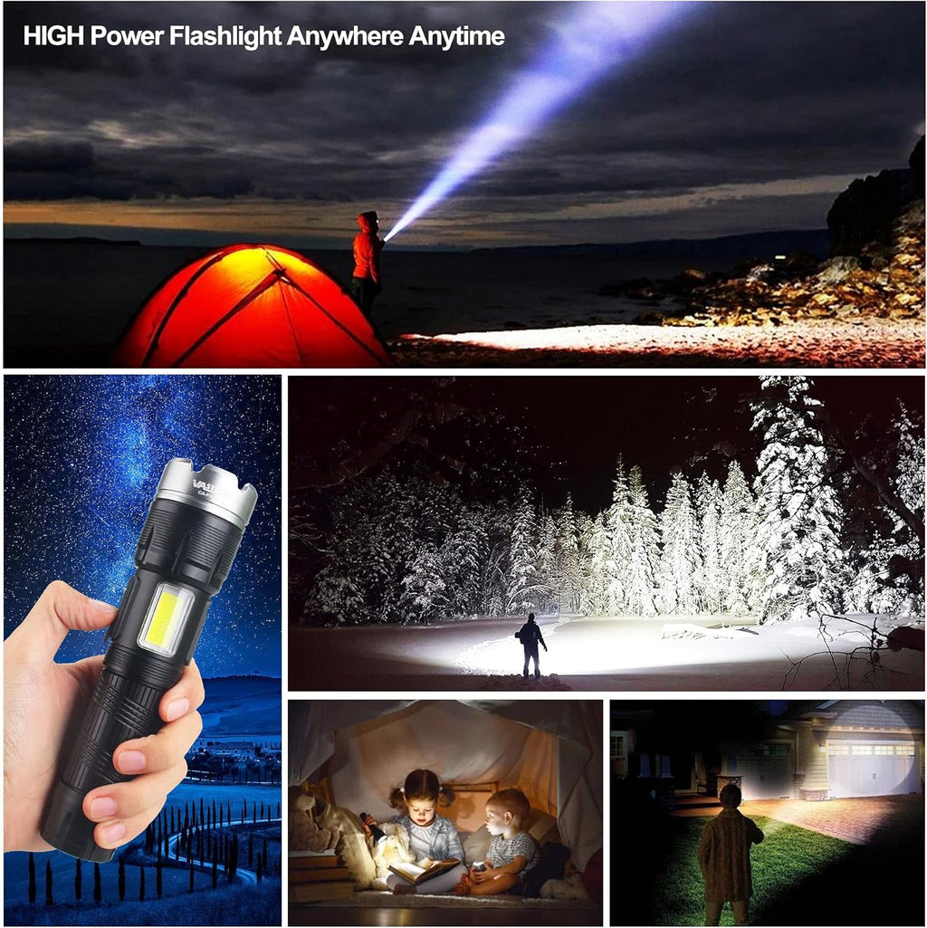Brightest Rechargeable Zoom Flashlight Lantern Combo F3365