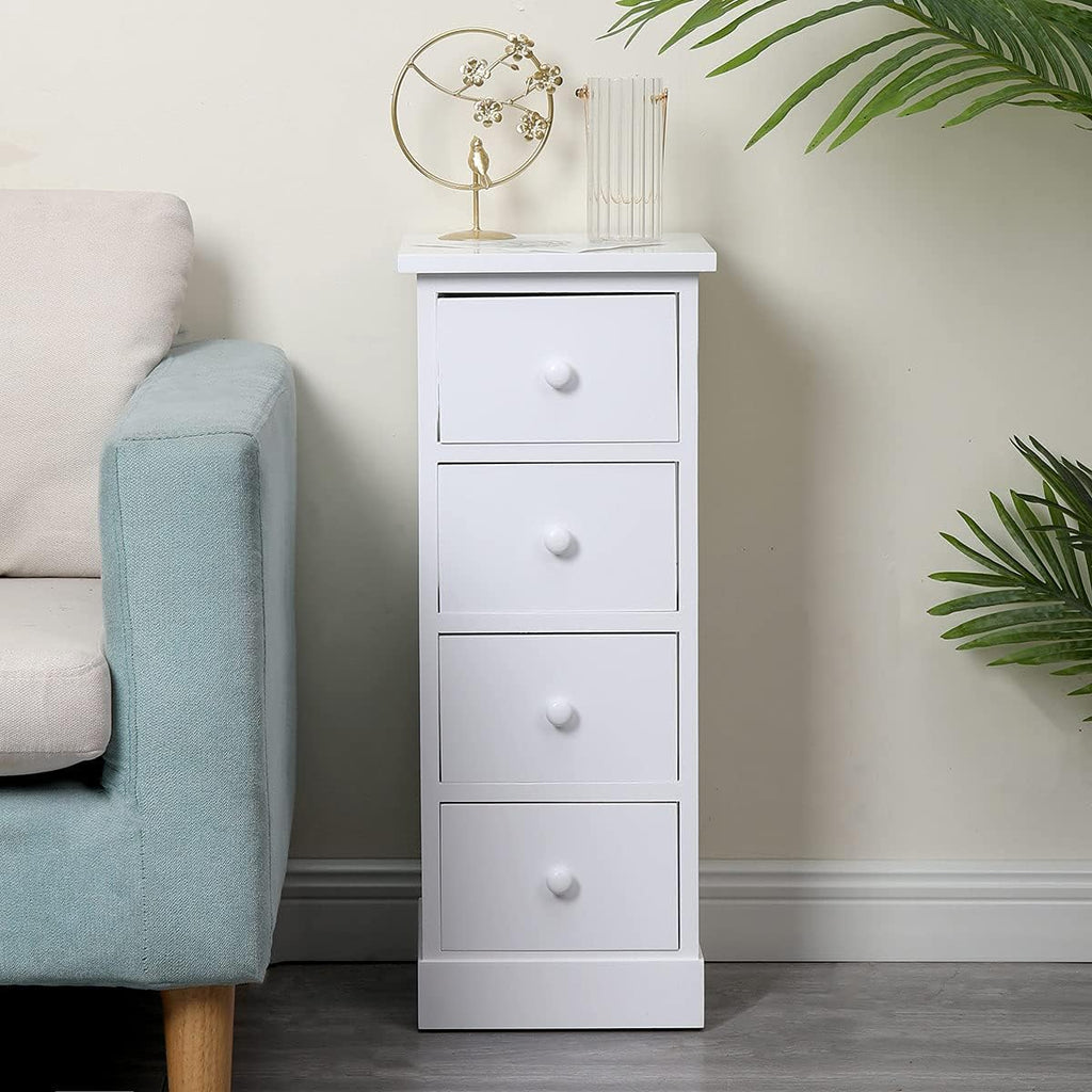 White 4 Drawer Wooden Bathroom Storage Cabinet X126962