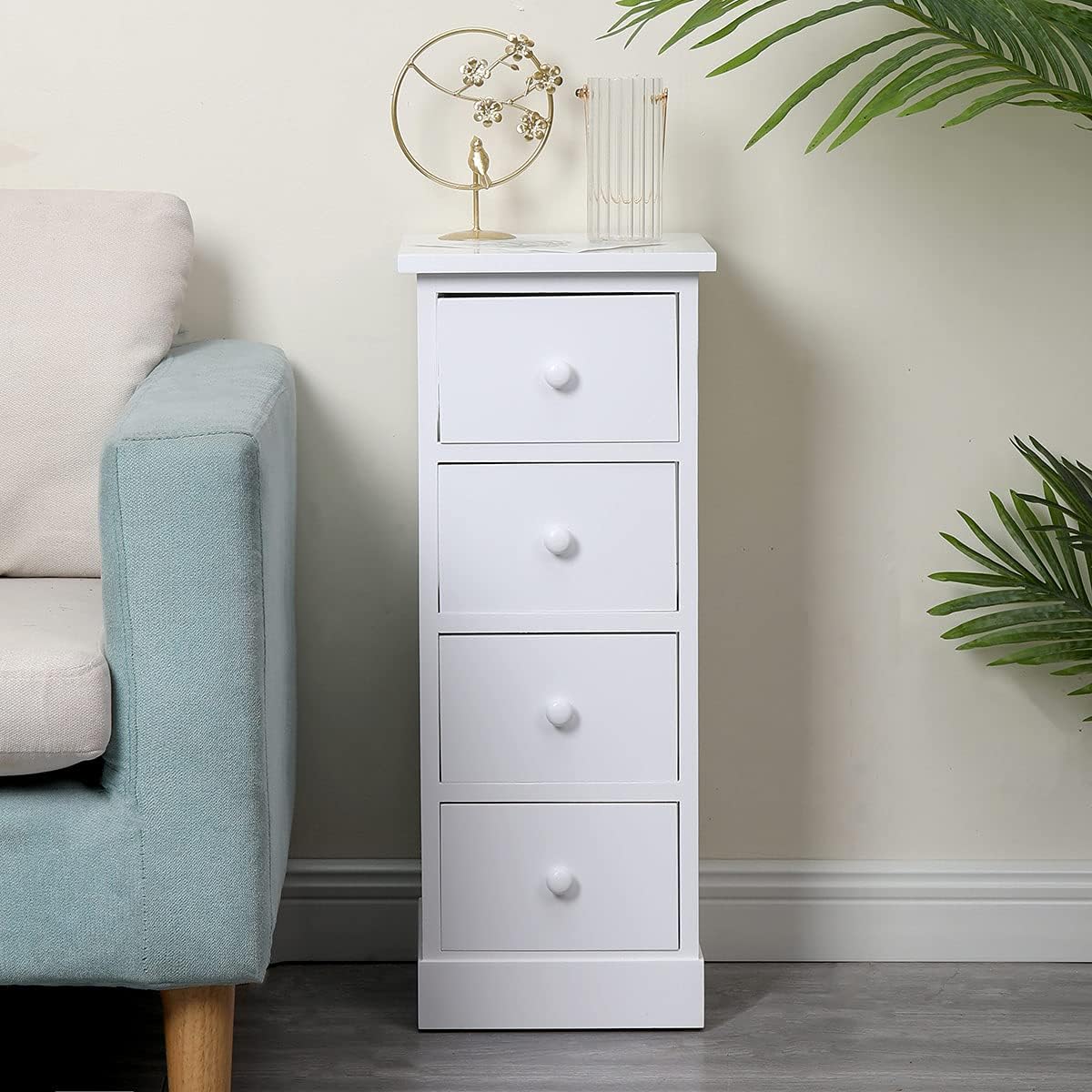 White 4 Drawer Wooden Bathroom Storage Cabinet X126962