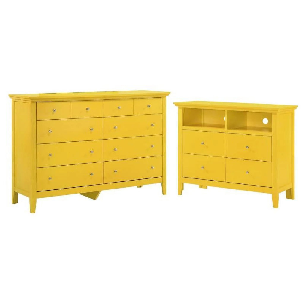Yellow 2-Piece 8-Drawer Dresser and 4-Drawer TV Stand O672