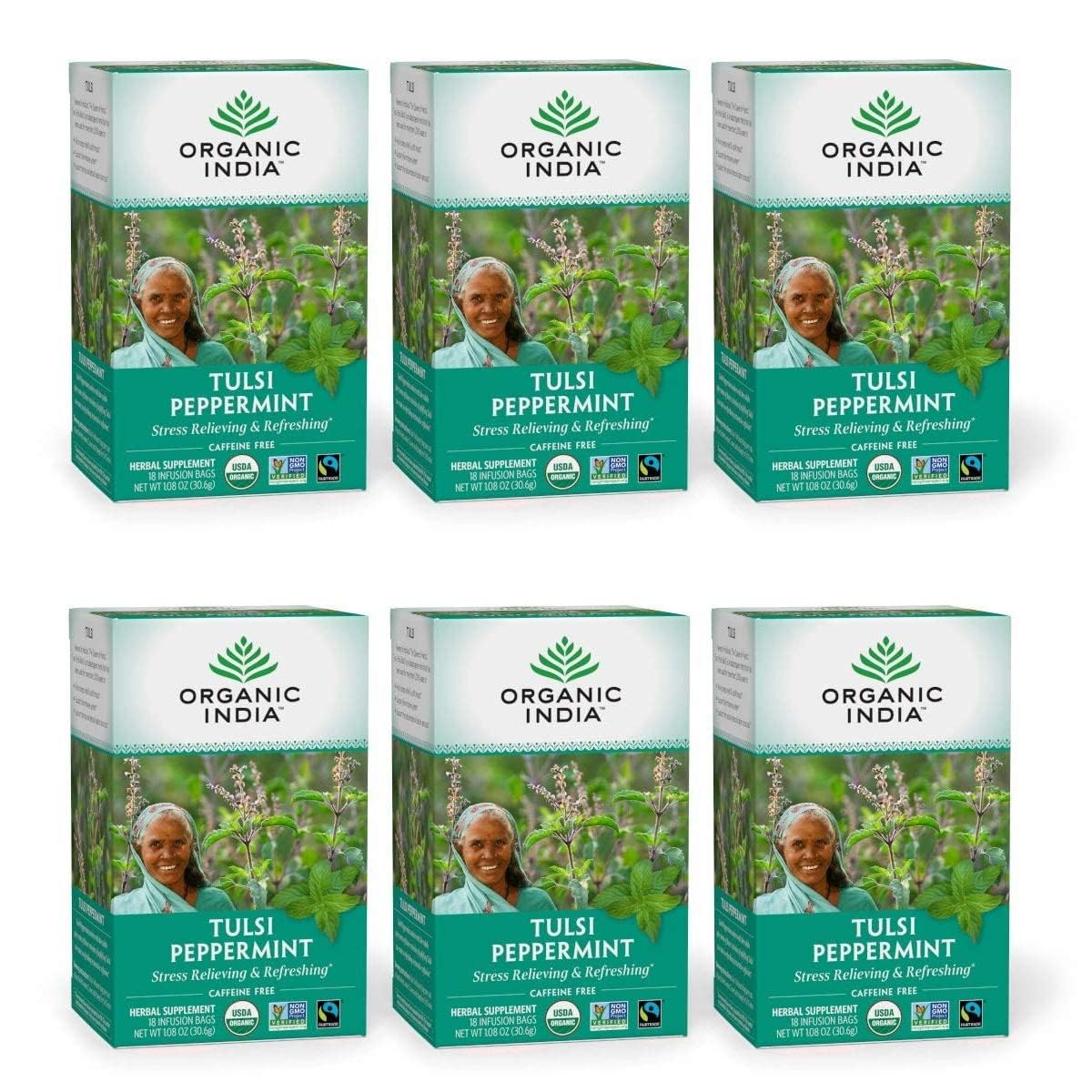 Peppermint Herbal Tea, Caffeine-Free, 18 Infusion Bags, 6 Pack B844807