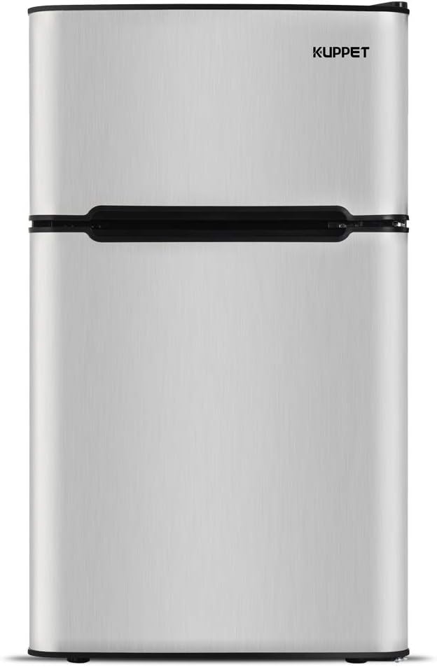 Compact 3.2 Cu.Ft Double Door Stainless Steel Refrigerator G339