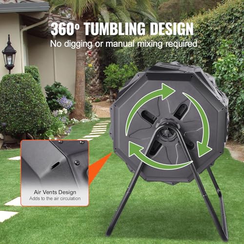 43-Gal Dual Chamber Composting Tumbler with Steel Frame Q659457