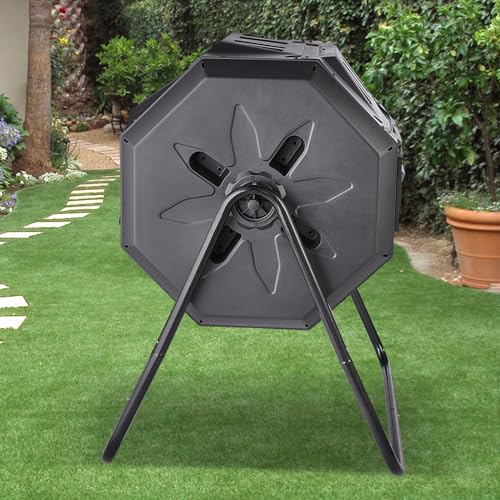 43-Gal Dual Chamber Composting Tumbler with Steel Frame Q659457