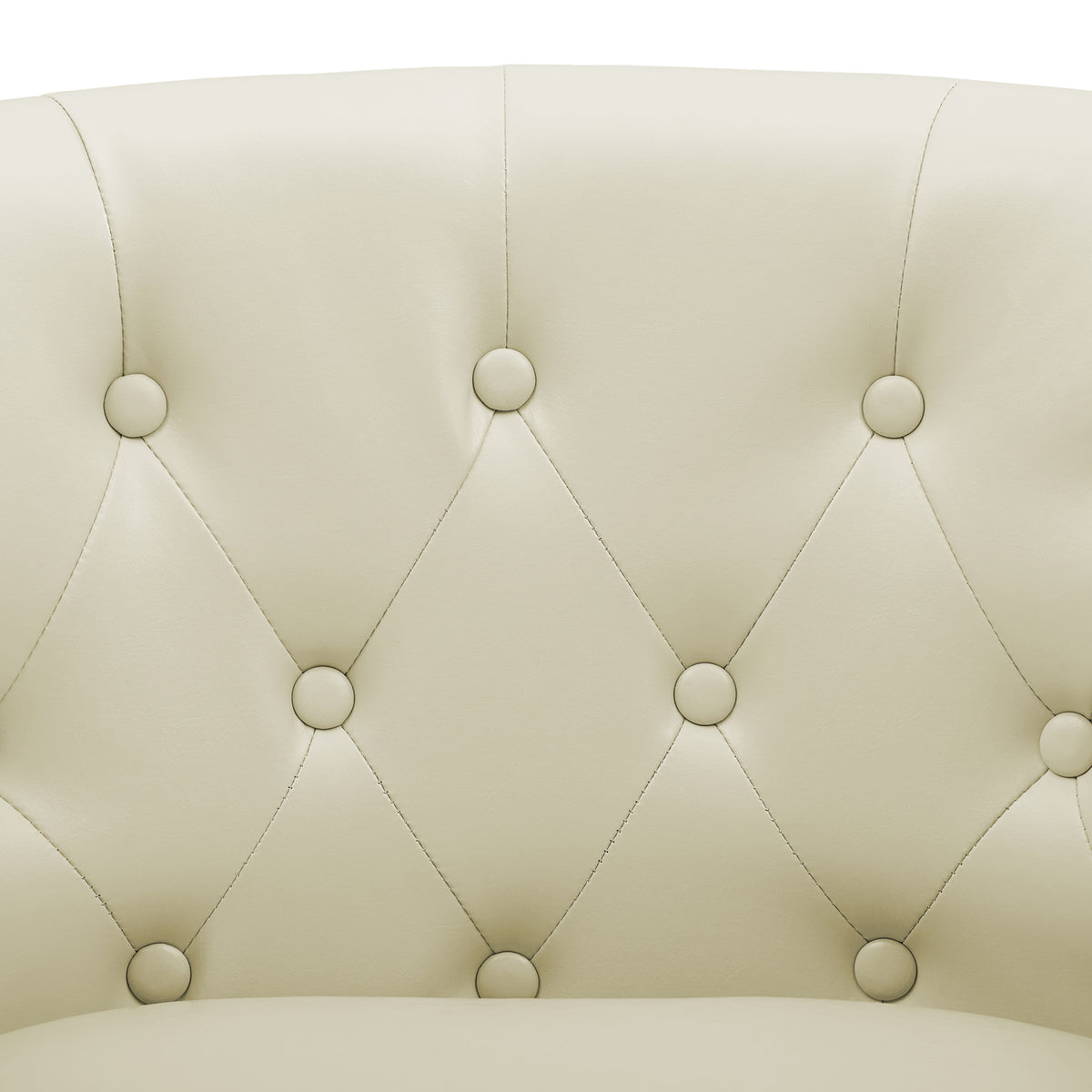 Cream Faux Leather Barrel Loveseat Y850