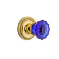 Crystal Cobalt Glass Door Knob in Polished Brass R53296