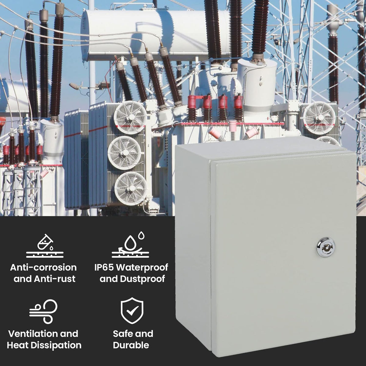 Metal Electrical Box IP65 Waterproof & Dustproof Outdoor Junction Box 8x8x12 L177