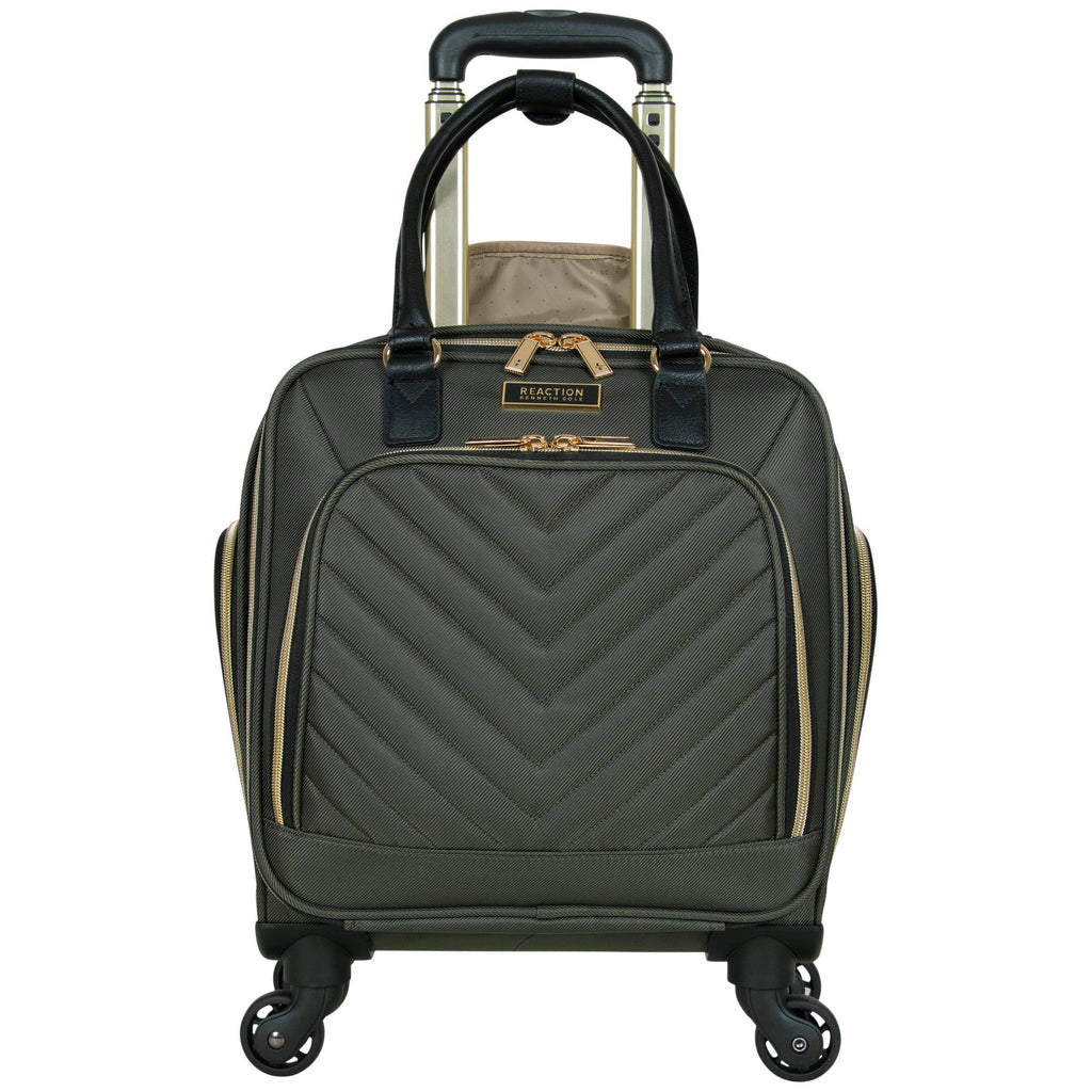 Olive Chevron Quilted 4-Wheel Spinner Carry-On Suitcase I517