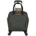 Olive Chevron Quilted 4-Wheel Spinner Carry-On Suitcase I517