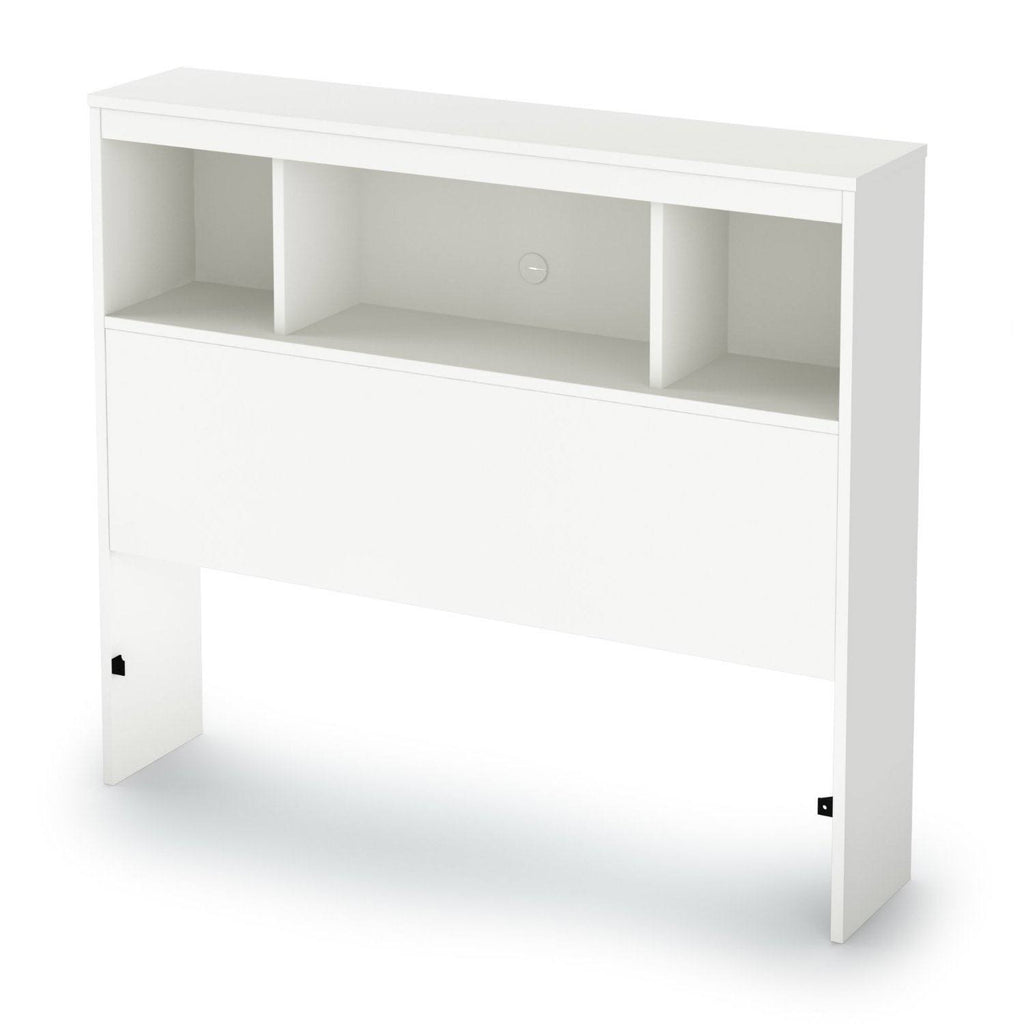 White Wood Twin Size Bookcase Headboard R78889