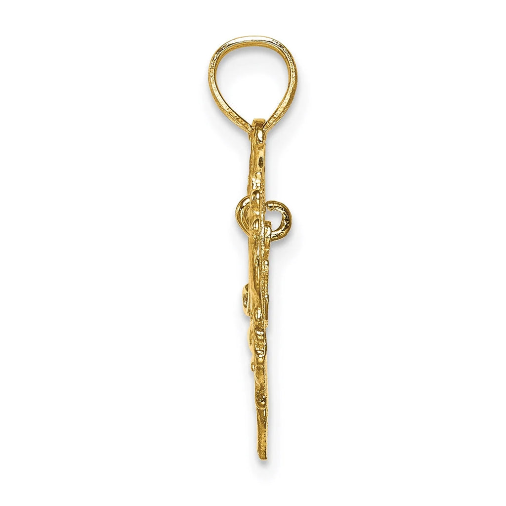 14K Yellow Gold Polished Heart Pendant Charm with 10K Yellow Gold Rope Chain Necklace 18'' O1037