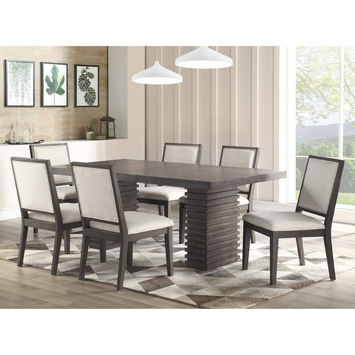 Washed Gray Twin Pedestal Dining Table I855196