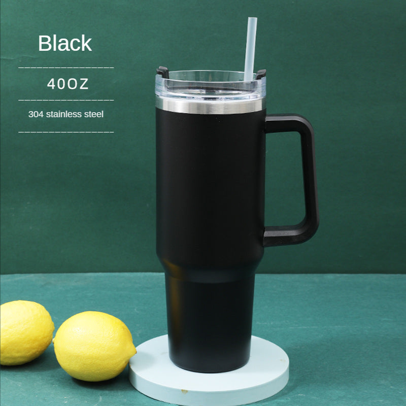 40 oz Insulated Reusable Stainless Steel Tumbler with Handle and Straw Lid N65637