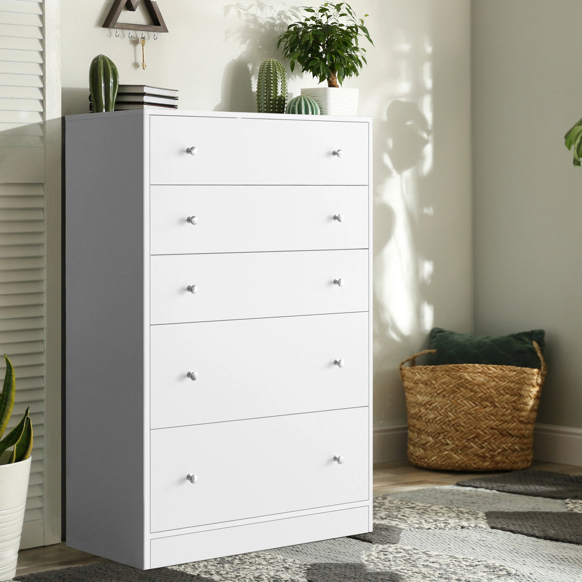 White 5 Drawer Dresser W346