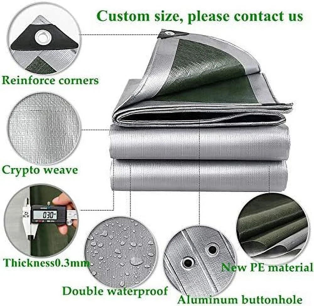 Gray Waterproof Heavy Duty Tarpaulin 13x19.6ft C7345