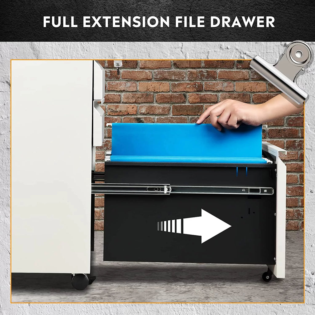 White 3-Drawer Mobile File Cabinet X196