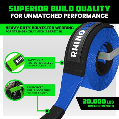 Recovery Tow Strap 3" x 20' 31,518lb Break Strength Heavy Duty Towing Strap P786713