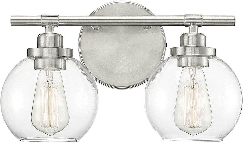 Satin Nickel 2-Light Bathroom Vanity Light V335422