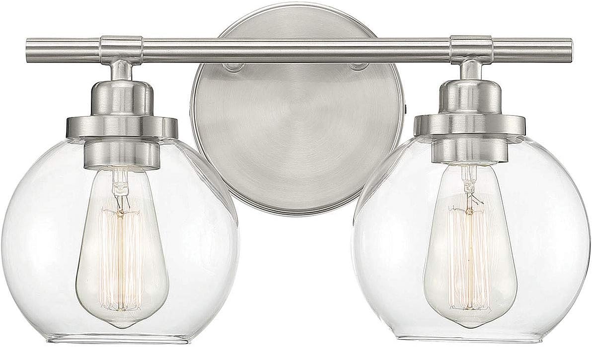 Satin Nickel 2-Light Bathroom Vanity Light V335422