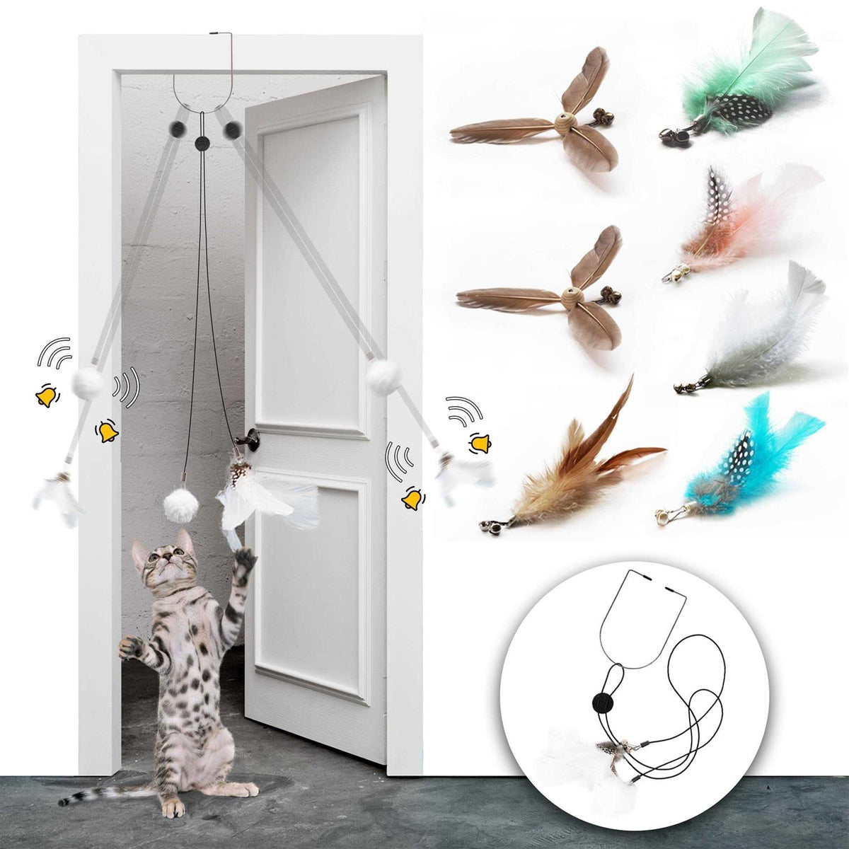 Feather Cat Toys 7PCS Refills with Bell Y798