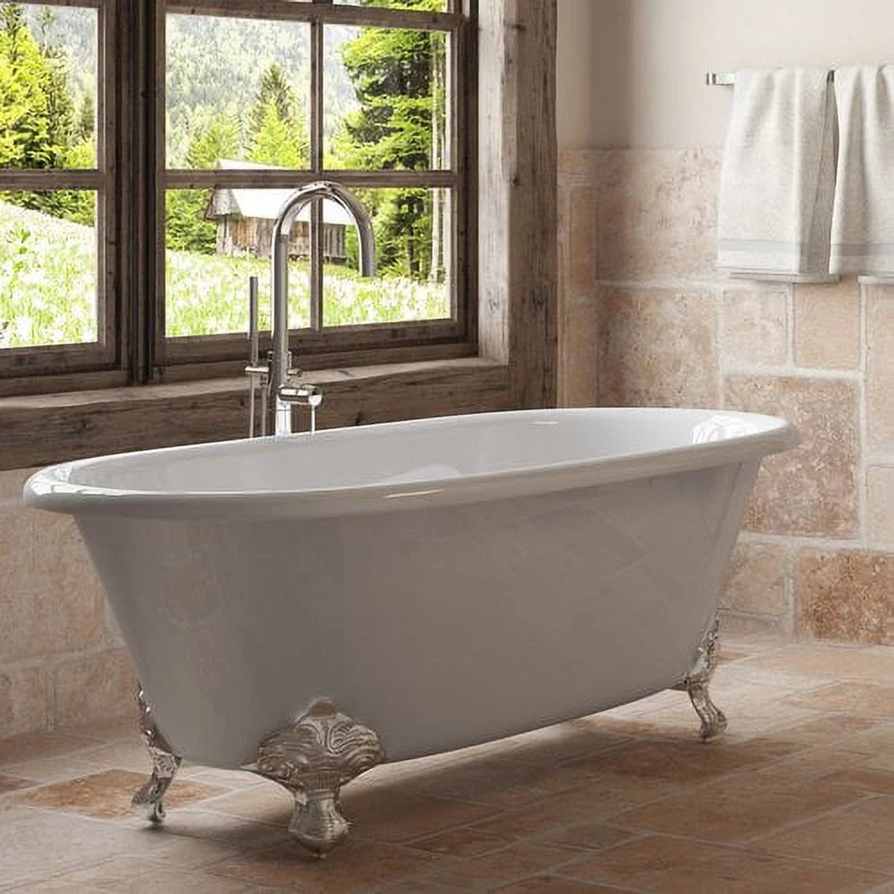 Cast Iron Double Ended Clawfoot Tub with Oil Rubbed Bronze Feet J352522