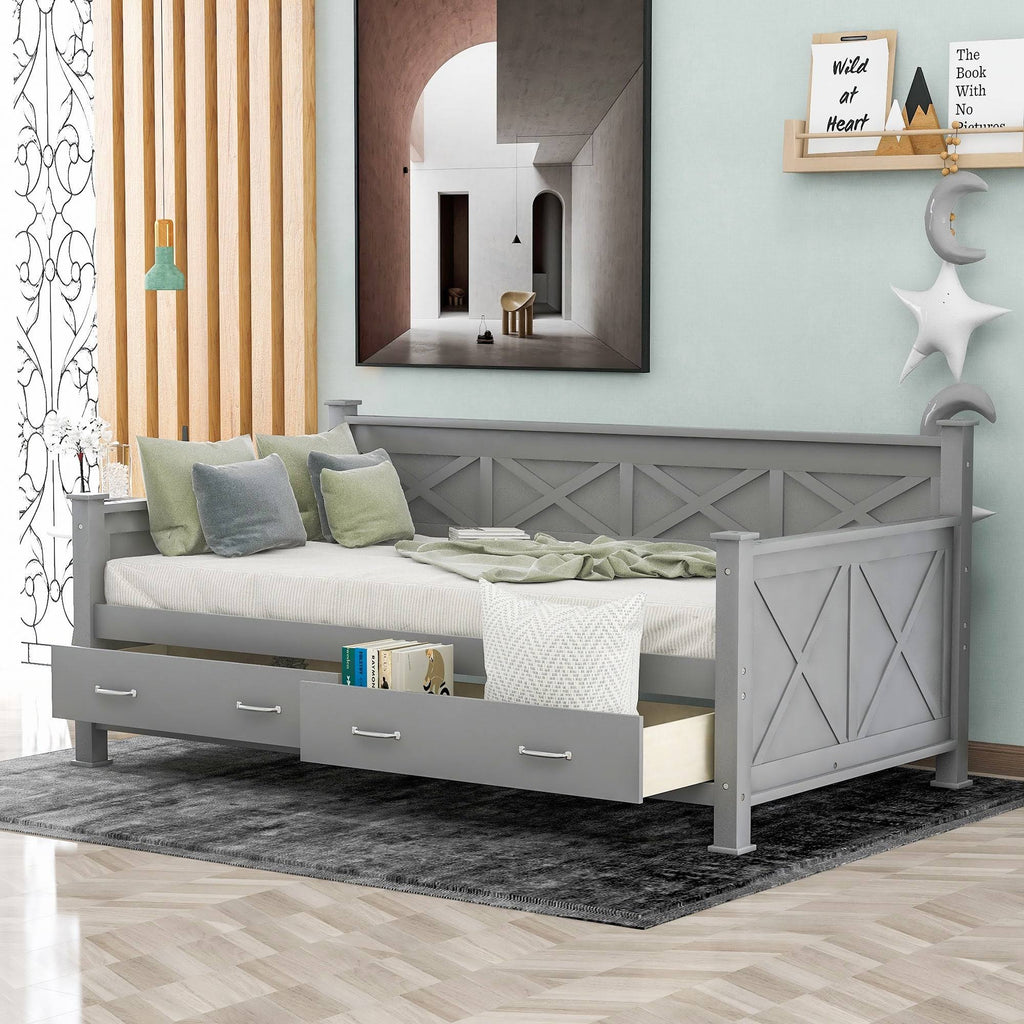 White Twin Size Daybed with 2 Drawers P142