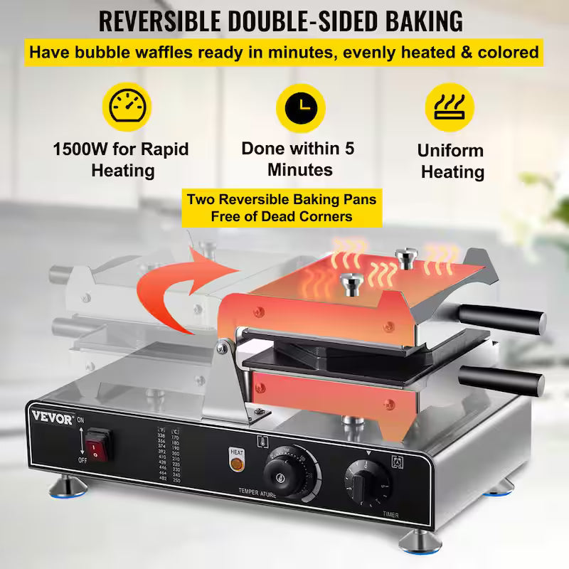 Commercial Bubble Waffle Maker Electric 1500W K2370