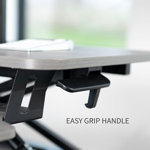 White 32 inch Height Adjustable Standing Desk Converter with Dual Monitor Stand B243