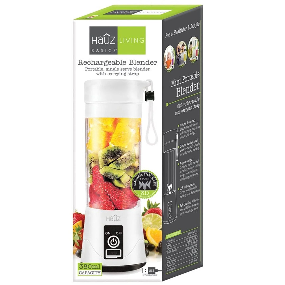 White USB Rechargeable Portable Blender G917