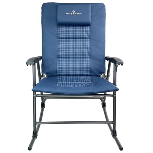 Black XL Oversize Padded Folding Rocking Camping Chair Z903