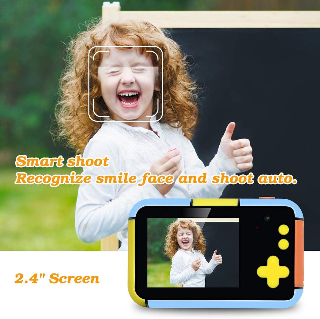 Blue and Yellow 24MP Dual Lens Kids Digital Camera with 32G SD Card M781273