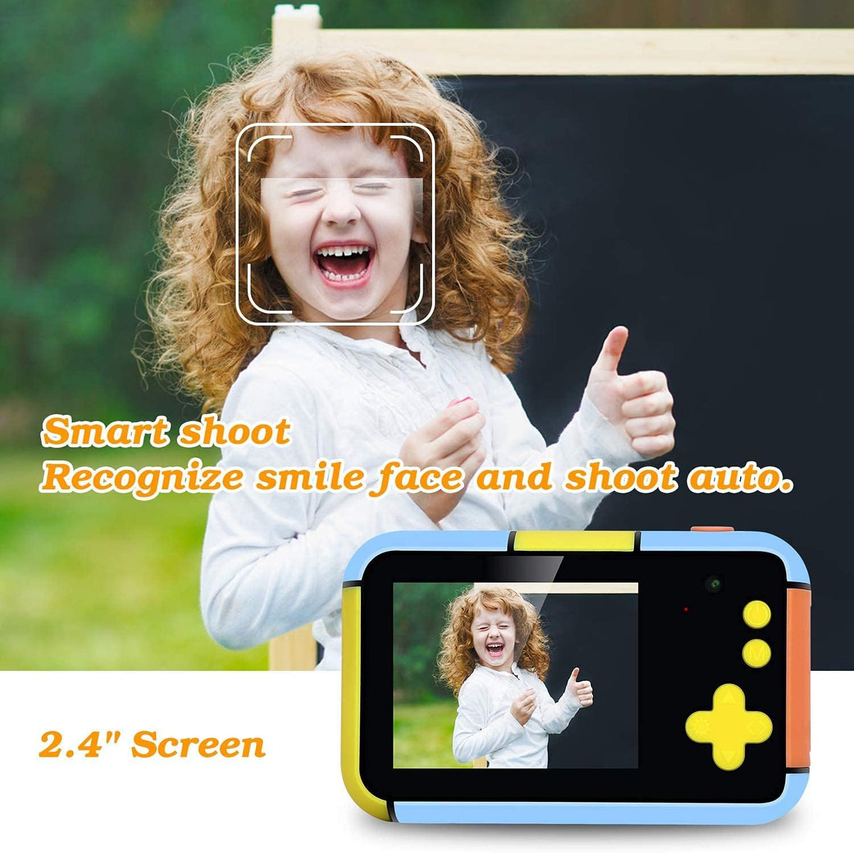Blue and Yellow 24MP Dual Lens Kids Digital Camera with 32G SD Card M781273